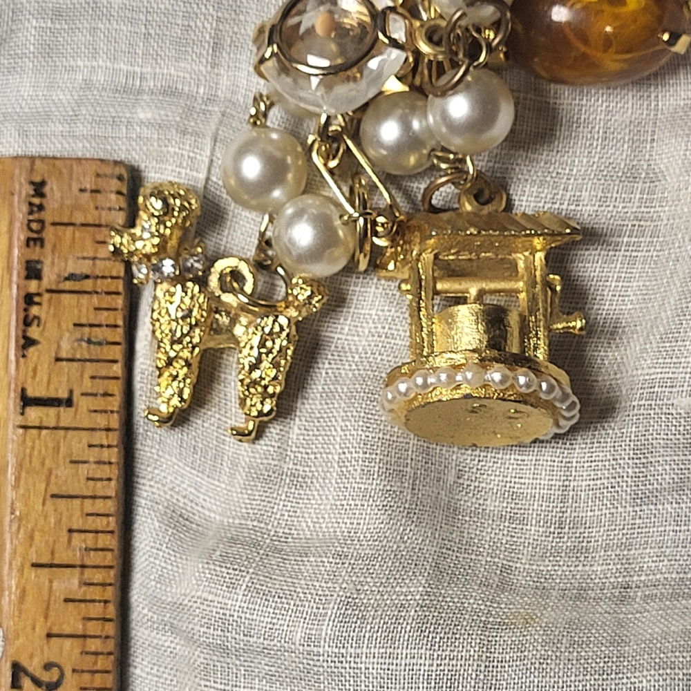 Vintage HOBCO charm bracelet EUC **cat missing one green eye** - Picture 5 of 7